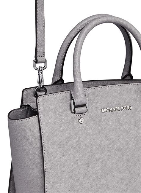 michael kors selma medium satchel grey|Michael Kors selma saffiano.